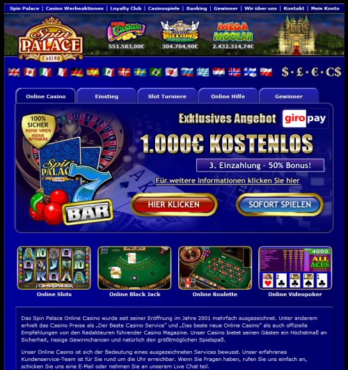 Spinpalace Casinospiele