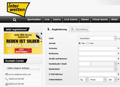 Interwetten Anmeldung