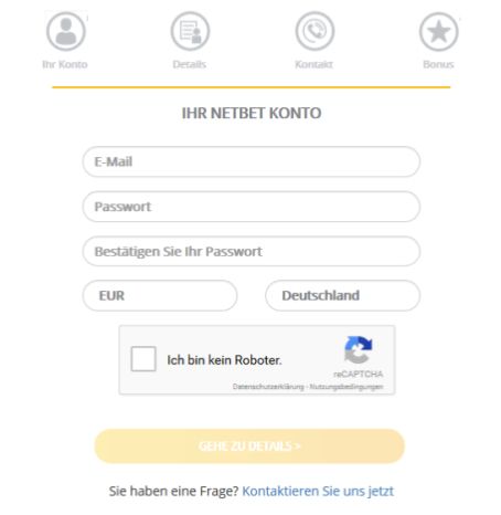 NetBet Registrierung