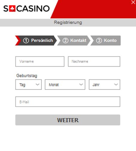 Swiss Casino Registrierung