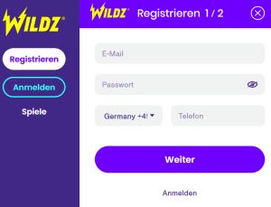 Wildz Casino registrieren